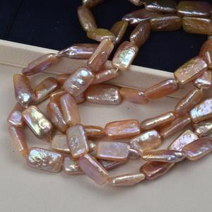 Perlas de Agua Dulce Blancas Naturales, Collares de Perlas Sueltas con Bloques Rectangulares Dorados y Forma de Gota de Agua Barroca, Joyería - Product Image 4