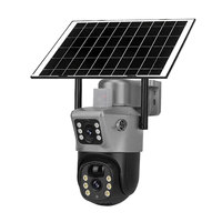 Caméra solaire 4G avec carte SIM, caméra PTZ 6MP, caméra de sécurité sans fil WiFi cellulaire, triple objectif avec panneau solaire pour extérieur