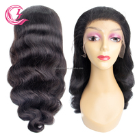 Wig Rambut Asli 13x6 Body Wave Lace Front, Wig Rambut Asli Pre Plucked dengan Lace Frontal Transparan untuk Wanita