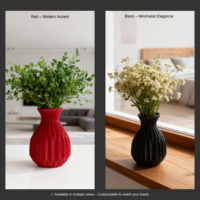 Vase de table incurvé côtelé en plastique écologique incassable et durable, idéal pour l'eau, la décoration intérieure ou de mariage (design moderne, réutilisable)