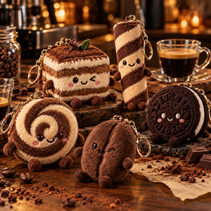 Llavero de peluche con forma de galleta rellena de chocolate OEM para merchandising de tostadores de café y sets de regalo para baristas - Product Image 1