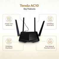 Router WiFi Tengda de 5 GHz de Alta Velocidad AC10 1200 Mbps, 4 Puertos Gigabit Ethernet, Doble Banda 2.4G/5GHz 11AC, 4 Antenas