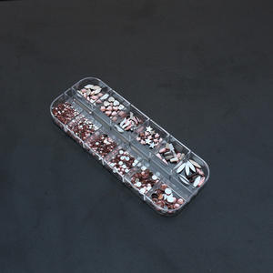 FACESHOWES Serie de <span class=keywords><strong>Piedras</strong></span> de Cristal para Uñas Estilo Francés, 12 Compartimentos/Caja, <span class=keywords><strong>Manicura</strong></span> Multicolor, Cristal AB, Base Plana, Diamantes 3D para Decoración de Uñas - Product Image 3