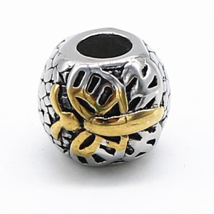 yunnique Stainless Steel Round <b>Spacer</b> Bead Retro Butterfly Design For Bracelet Making Jewelry Tube Sleeve GZY-PJ0130 - Product Image 1