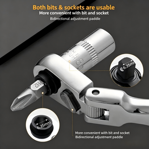 DIY Mini <b>Ratchet</b> Wrench 1/4 in Adjustable Head Chrome Vanadium Steel Smooth Jaw Dual Use for Screwdriver and <b>Socket</b> - Product Image 4