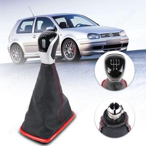 Pommeau de levier de vitesse Pakao 5 vitesses en cuir avec cadre et surpiqûres rouges, design ergonomique pour transmission manuelle - Product Image 5