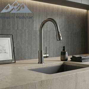 Robinet mélangeur moderne de qualité supérieure en bronze canon, extractible, pour évier de cuisine et lavabo de salle de bain - Product Image 1