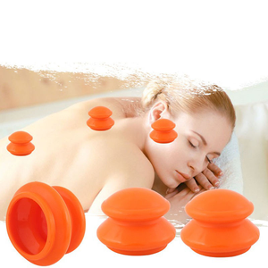 Set di terapia per coppettazione di 4 dimensioni terapia per coppettazione in Silicone colore arancione Set per uso domestico, aspirazione più forte - Product Image 2