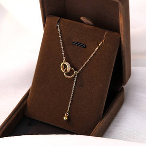 <span class=keywords><strong>Collar</strong></span> de Cadena Clavícula con Colgante de Doble Aro y Borla Clásica Zhixuan para Mujer, No se Destiñe, Chapado en Oro de 18K, Acero Inoxidable - Product Image 6