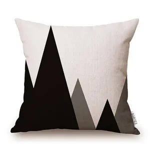 Capa de travesseiro de linho e algodão, design geométrico com zíper