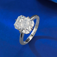 Bague de couple en argent sterling 925 avec zircon blanc taillé en forme de fleur de glace 8*10mm