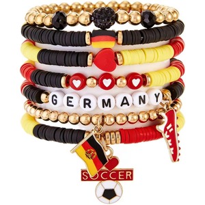 Pulsera elástica apilable con dijes de fútbol y cuentas Heishi de la selección <span class=keywords><strong>argentina</strong></span> 2026, joyería deportiva de EE. UU., Canadá y México 2026 - Product Image 4