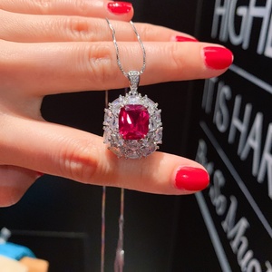Collier pendentif en cuivre écologique style fête, avec gemmes colorées brillantes 10*12mm, motif floral marquise en grappe, pour femme - Product Image 5