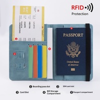 Porte-passeport en cuir PU avec sangle, anti-magnétique, anti-RFID, anti-vol, rangement pour billets, pochette pour documents