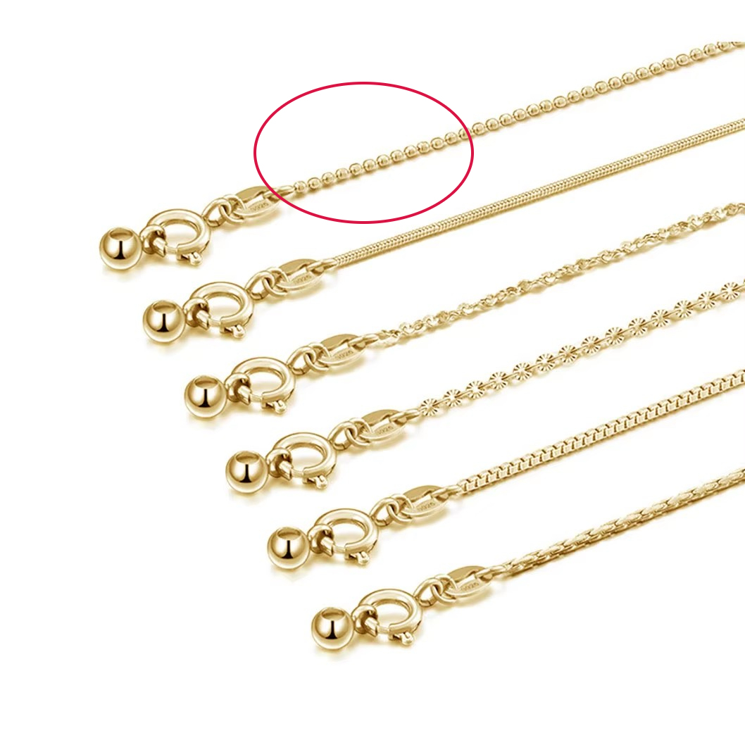 Cadena de cuentas doradas de 1.5mm