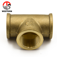 Raccord en T en laiton forgé à filetage femelle 1/4''=1'' pour tube rond