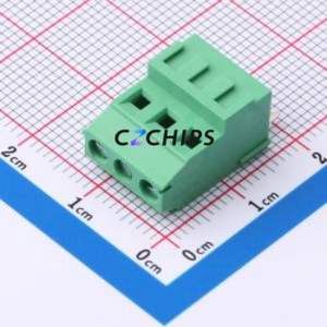 MX128H-3.81-03P-GN01-Cu-Y-A Screw Terminal Block Through hole Component (THT),P=3.81mm Connector 1x3P 3.81mm Green Through Hole - Product Image 1