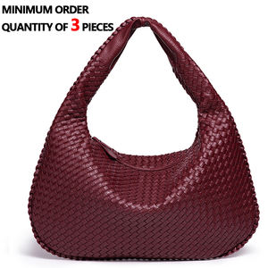 2025生态别致手工编织素食皮革肩手提包，可定制表带大容量农贸市场 - Product Image 1