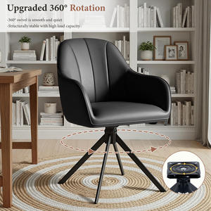 Silla de Comedor Giratoria Reclinable de Cuero PU Moderna con Diseño Ergonómico y Patas de Metal Resistentes para Comedor y Oficina - Product Image 2
