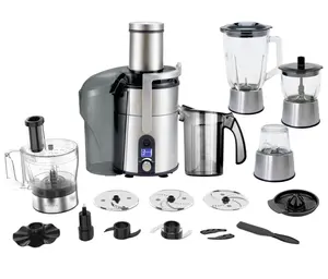 Juicer listrik komersial 1200W motor DC, juicer listrik murni stainless steel wadah tengah ekstraktor juicer kuat