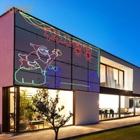 Luces Decorativas Navideñas TOPREX con Forma de Tren de Santa Claus, Iluminación LED Animada en 2D para Exteriores