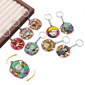 <span class=keywords><strong>Porte</strong></span>-clés One Piece Conan, pendentif rotatif rond, motif anime Luffy Zoro Chopper, cadeau - Product Image 1