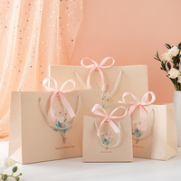 Blumenfee Muttertag Lehrertag Geburtstag Bastelgeschenktüte - Weißer Karton Offsetdruck Handgezeichnetes Design Original Seil