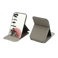 Miroir de Maquillage Mini Carré Pliable en Cuir PU Rose de Voyage, de Marque Personnalisée Fabricant, Miroir de Poche Petits Espejos
