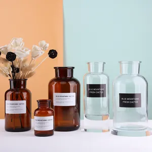 Amber boş aromaterapi Aroma yağı 50ml 100ml 150ml 200ml 250ml 500ml kamış dekor parfüm difüzör cam şişe Rattan sopa ile