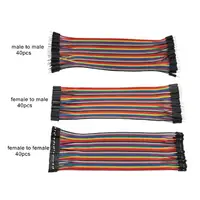 Dupont montagem de cabo de arco-íris, 40pin 2.54mm 20cm macho para macho fios de ligação elétrica
