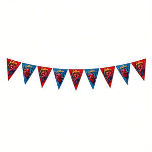 Guirlande de bannière Spiderman Party Love 2,3 m en plastique, décorations de fête triangulaires, fournitures d'anniversaire - Product Image 1