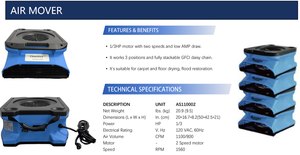 मरम्मत परियोजनाओं में कुशल सुखाने के लिए एयर मोवर 2 गति सेटिंग्स के साथ। - Product Image 6
