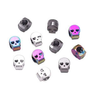 Cuentas espaciadoras de calavera de aleación Zijin, plateadas envejecidas y negras, de siete colores, accesorios de joyería DIY para la fabricación de pulseras y collares - Product Image 5