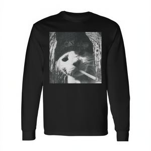 Smoking Cat Beanie <b>Meme</b> Grunge Aesthetic Long Sleeve <b>T</b>-<b>Shirt</b> - Product Image 2