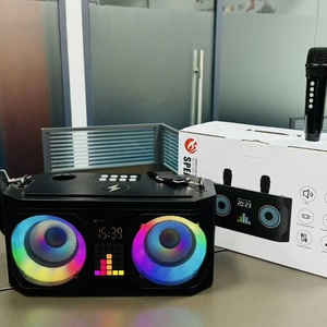 แท่นชาร์จเร็วแบบ OEM จากโรงงาน พร้อมนาฬิกาปลุก ลำโพงบลูทูธไร้สายพกพา รองรับ <span class=keywords><strong>USB</strong></span> 5.3 คาราโอเกะ พร้อมไมโครโฟน <span class=keywords><strong>2</strong></span> ตัว - Product Image 1
