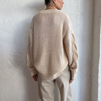 Pull en mohair personnalisable pour femme, collection automne-hiver, tricot torsadé à col ras du cou et manches longues, style décontracté