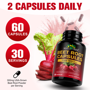 SOLOTREE Private Label Organic <strong>Beet</strong> <strong>Root</strong> Capsules 1300mg Beetroot Powder for Natural Energy &amp; Endurance Support <strong>Beet</strong> Supplement - Product Image 3