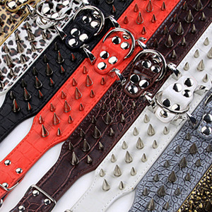 <b>Pink</b> Leopard Print PU <b>Dog</b> Collar with Metal Spikes and Rivets Punk Style Buckle Closure All Seasons Pet Accessory - Product Image 6
