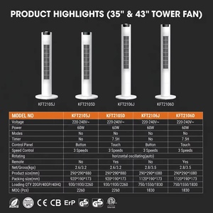 KFT2105J 34 Inch Tower Fan, 3 Speeds Oscillating Floor <b>Standing</b> Cooling Fan for Home Office Oscillating Floor <b>Standing</b> Fan Kft21 - Product Image 3