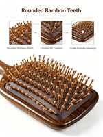 Brosse démêlante portable en bois de santal naturel avec coussin d'air, peigne de massage format poche, antistatique, pour le soin du cuir chevelu, usage domestique