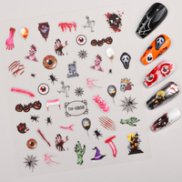Autocollants pour ongles Halloween Fournitures pour ongles Ghost Pumpkin Nail Sliders Couteau Marques Rouge Cool Stickers Décoration des ongles