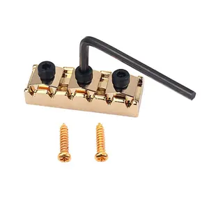 Suku Cadang Gitar Listrik 43Mm Pengunci Gitar Mur Pengunci Senar untuk Floyd Rose Tremolo Bridge, Warna Emas