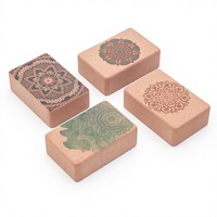 Bloque de Yoga de Corcho de Alta Densidad Premium - Antideslizante, Ecológico, con Patrón de Mandala, Soporte para Estudio de Yoga