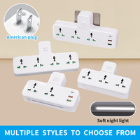 Multiprise Électrique Universelle avec Protection Contre les Surtensions, Rallonge Prise Murale 16A, Port USB, Veilleuse, Cuivre, IP22