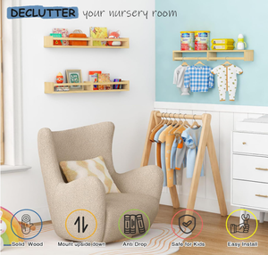 Estanterías Flotantes para <span class=keywords><strong>Libros</strong></span> Infantiles para <span class=keywords><strong>Pared</strong></span> con Barras Colgantes, Adecuadas para Dormitorios de Bebés, Niños Pequeños y Niños, Juego de Tres Piezas - Product Image 5