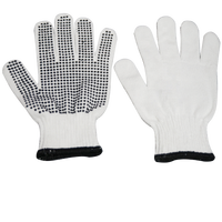 Gants pointillés de travail tricotés en coton bleu/noir/orange gants de sécurité gants de main à pois en PVC