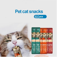 FAENBEI Vente en gros de barres crémeuses pour chats, nourriture humide OEM ODM pour animaux de compagnie, bâtonnets de friandises pour chats, supplément riche en protéines pour animaux de compagnie, 15g x 60