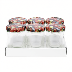 Tangy Berry Printed <b>Glass</b> Jars With Lids 6 Pack Storage <b>Containers</b> For Kitchen Use - Product Image 2
