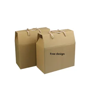Manufacturer customized Printed color kraft paper food box design price corrugated handle packing Carton box