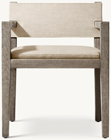 Chaise de salle à manger moderne et minimaliste avec bras en bois de chêne Cadre en bois massif Dossier léger en contreplaqué pour le salon